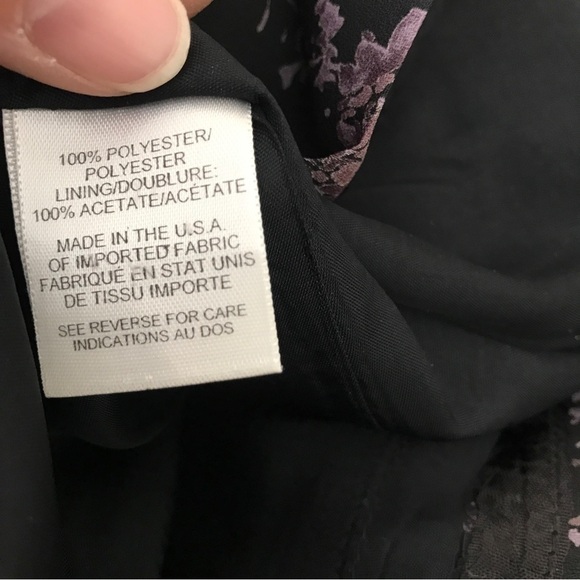 Vintage Talbots black and purple mini floral short sleeve midi dress - Picture 10 of 11